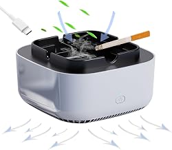 Smokeless Ashtray Multifunctional 2 in 1 Air Purifier Ashtray with Filter Rechargeable Ashtray Smoke Removing Ashtray Home Ashtray Portable Ash Tray for Home Indoor Office-Gray