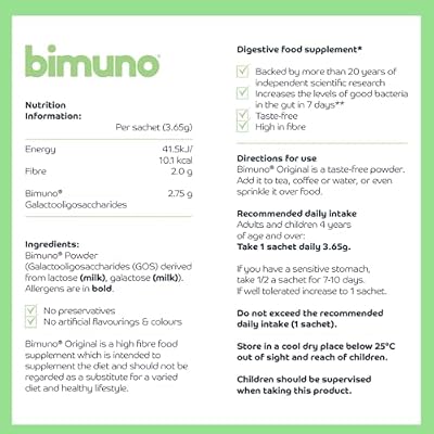 BIMUNO Prebiotic Fibre Supplement for Gut Health | High-Fibre Tasteless Soluble Powder | Supports Digestive Function | Suitable for Vegetarians | 30-Day Supply