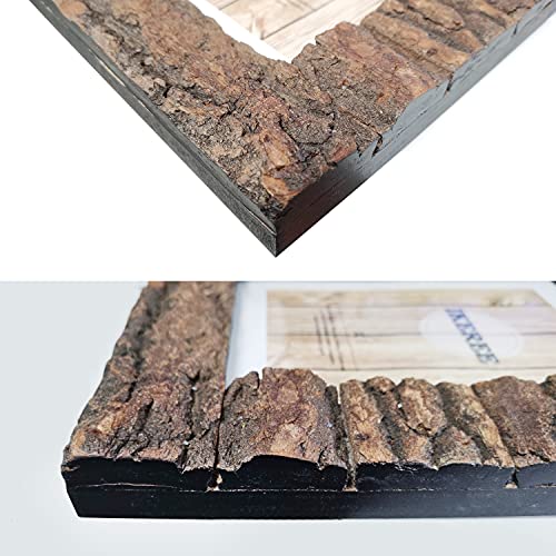 Ikeree 4X6 Rustic Wood Picture Frame With Real Bark，Solid Wood High Definition Glass,Tabletop Or Wall Mounting For Farmhouse Decor. #TOP3