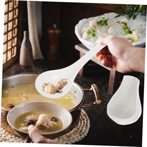 Cuillère à soupe céramique large blanche avec support COLLBATH