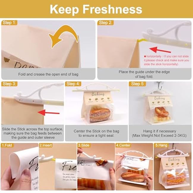 SumDirect Food Bag Clips,12-Piece Reusable Air Tight Chip Clips with Handle - Multi-Size Clips for Bread Snack Bags, Moisture Resistant Kitchen Storage (Medium)