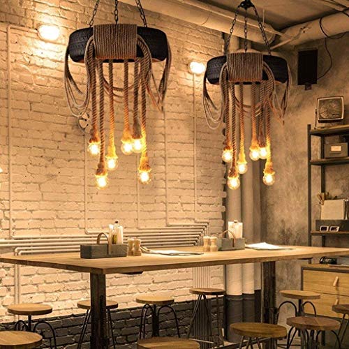 Lustre industriel retro de salon avec 6 pneu en ficelle loft