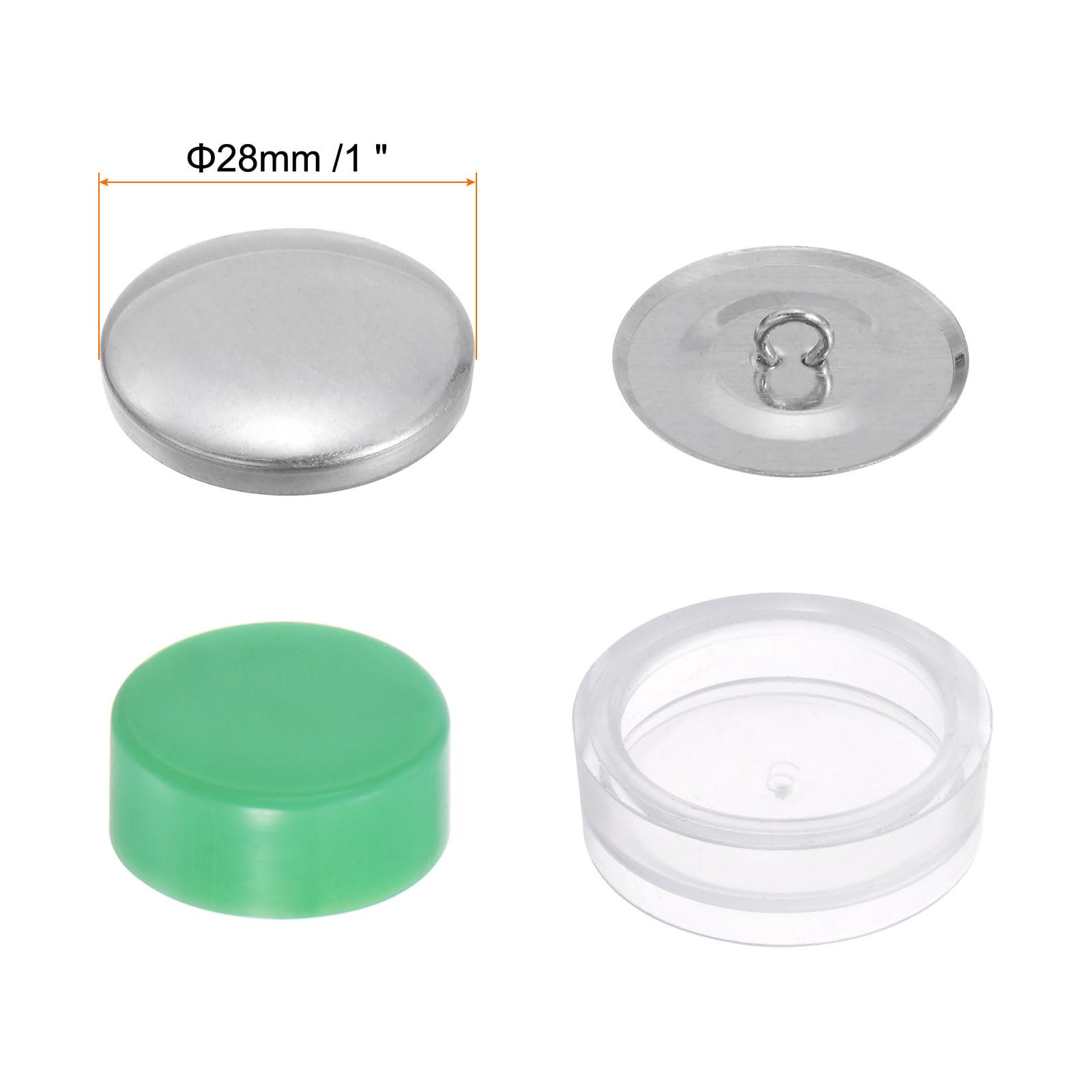 HARFINGTON Juego de 200 botones de cubierta automática de 44 L, 28 mm con parte trasera de alambre, botones de aluminio para cubrir botones de tela, kit de botones cubiertos con 4 herramientas para