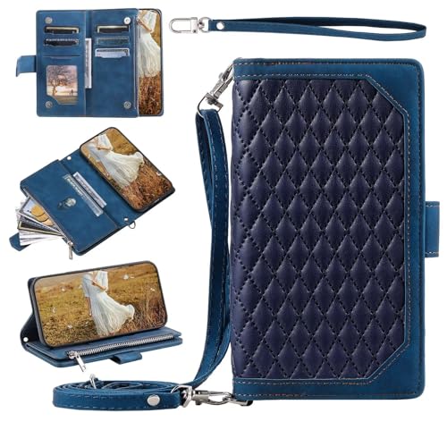 MBSLFY Funda con Protector para Motorola Moto E5 Plus, Carcasa Libro de Premium PU Cuero Tapa con Ranura para Tarjetas, con Tapa abatible para Motorola Moto E5 Plus, Azul