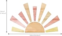 Vista 2 de Grandes calcomanías de tela acuarela boho medio sol para pared despegables y adhesivas, calcomanías de mural de amanecer en tonos pastel, decoración
