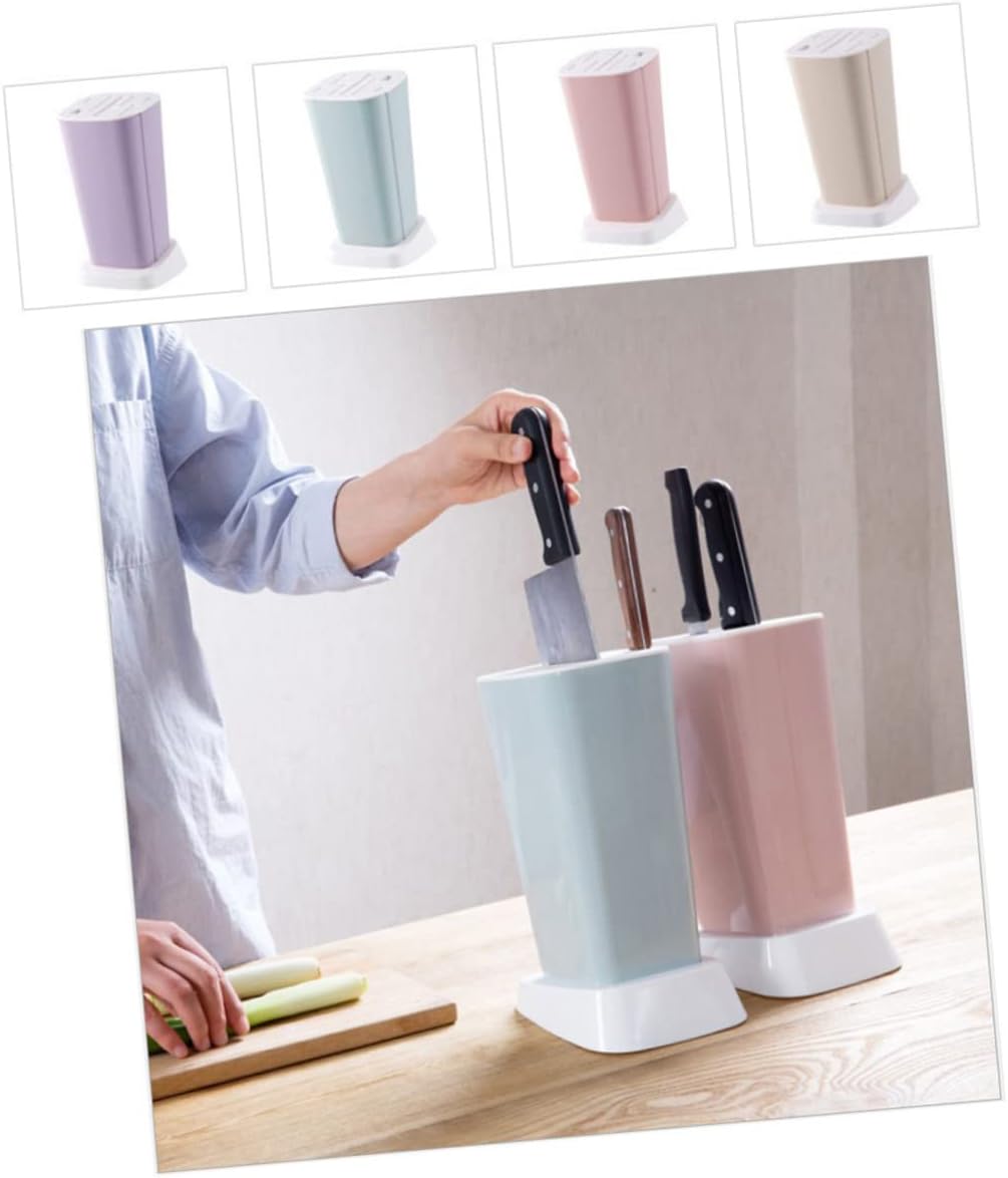 Luxshiny Magnetic Knife Holder Stand Purple Kitchen Countertop Rack Sturdy Holder Multi-partition Storage Detachable for Easy Cleaning
