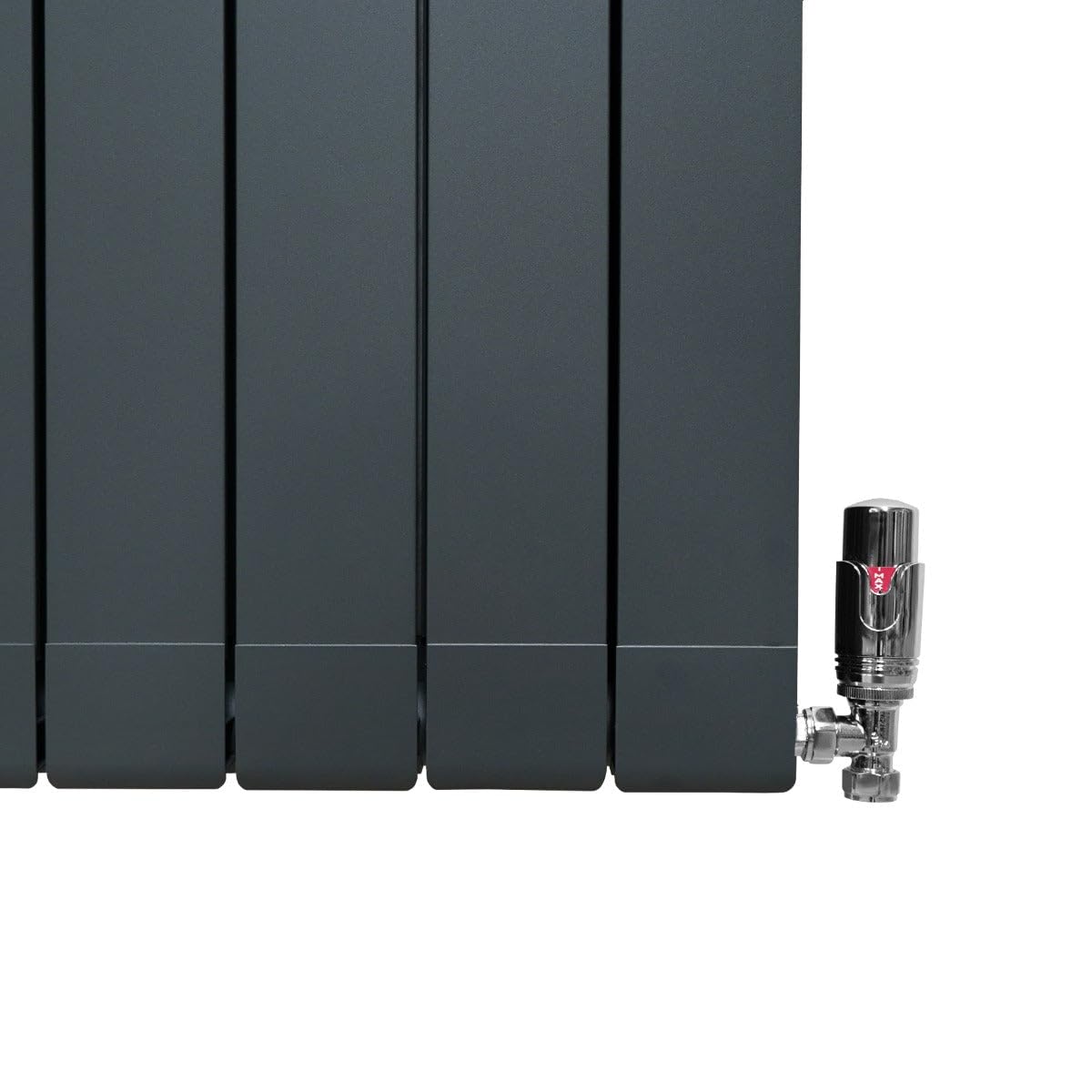 Radiatore di Design in Alluminio 1800mm x 395mm e Valvole Cromate TRV Verticale Doppio Pannello Piatto A Colonna Termosifone Moderno Leggero Grigio Antracite Spazzola Kit di Fissaggio Staffe Inclusi