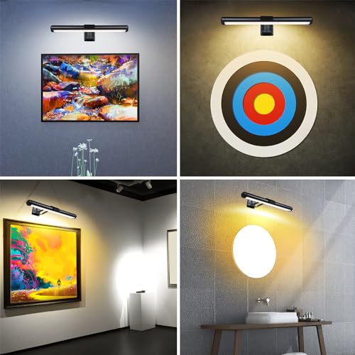 Image of Lixada Wireless Picture Light Rechargeable,Magnetic Wall Art Painting Light Touch Battery Operated Light with Remote Stepless Dimming Display Lamp for Frame Gallery,Artworks,Bathroom,Kitchen,Cabinet