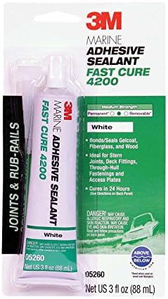 3M Marine Adhesive Sealant Fast Cure 4200 (05260) – Semi-Permanent Flexible Adhesive Sealant for Boats and Marine Applications – White – 3 Ounces