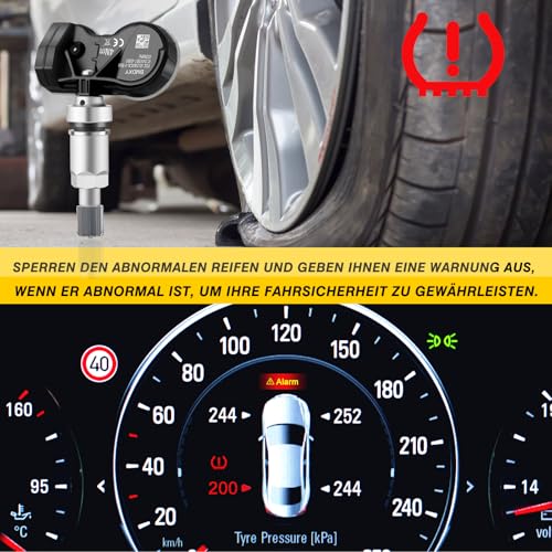 GEAREVER Reifendrucksensor Multiprotokoll TPMS Sensor RDKS kompatibel mit BMW 1 2 3 4 5 6 7 8 er M1 bis M6 X1 bis X7 Z4 für fast alle Modelle 36236781847 36236779490 36106790054 36106856209, 4 Stück