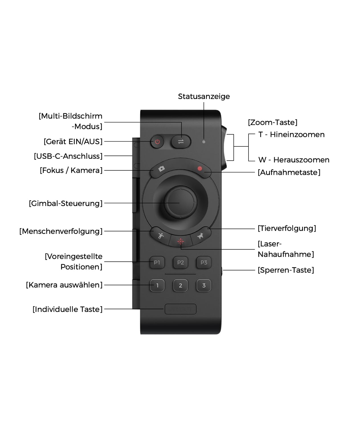 OBSBOT Smart Remote Controller für die Tail-Serie, PTZ-Steuerung | Per Joystick oder Handgelenksteuerung, Bluetooth für bis zu 3 OBSBOT Tail 2/Tail Air, Steuerung verschiedener Funktionen.