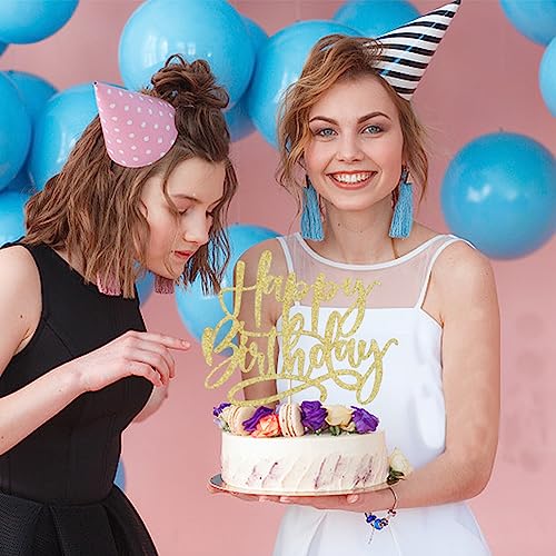 Glitter Happy Birthday Cake Topper, Golden Glitter Happy Birthday Cake Decorationsuitable For Party Decoration For Anniversary/Birthday (Golden) #TOP1