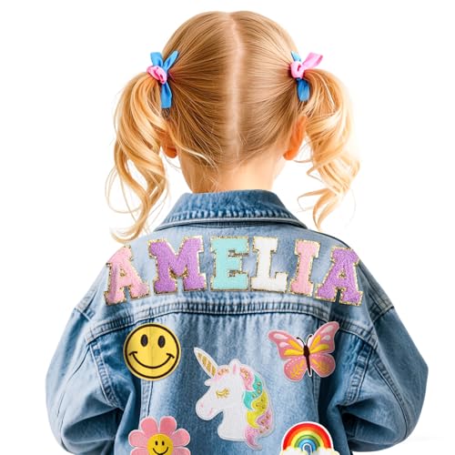 Personalized Girls Jean Jacket with Names, 1-14 Year Old Girl Boy Birthday Gift, Custom Girls Jean Jackets Clothes
