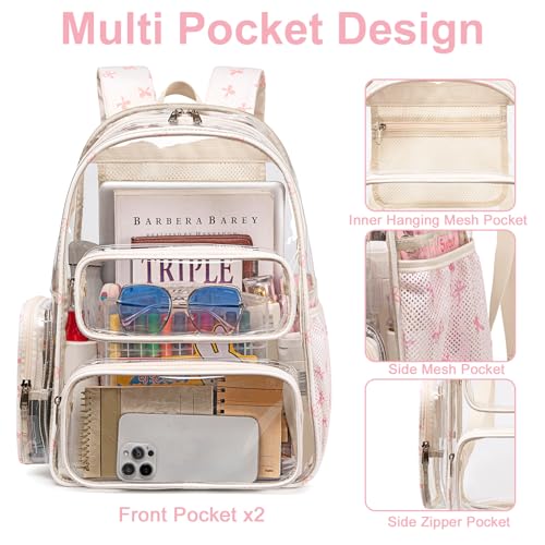 Image of BTOOP Clear Backpack Heavy Duty Transparent Backpack 17 inch See Through Bookbag for College Work Festival Security with Padded Strap Large Capacity