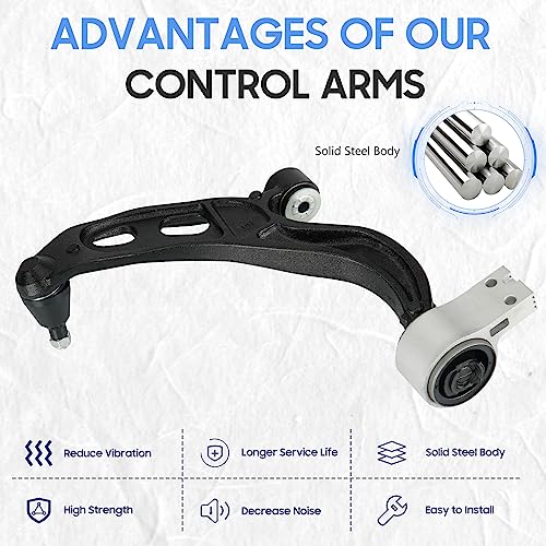 Front Lower Left & Right Control Arms w/Ball Joints Suspension Kit for 2010-2012 Ford Taurus(FWD), 2009-2012 Lincoln MKS MS401122 MS401121 (2PCs) - Image 4