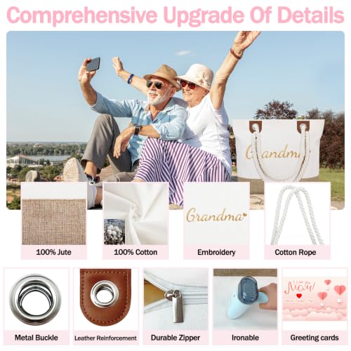 Image of GhvyenntteS Grandma Gifts from Granddaughter Grandson Grandchildren Grandkids, Grandma Birthday Gifts, Personalized Grandma Bag with Zipper