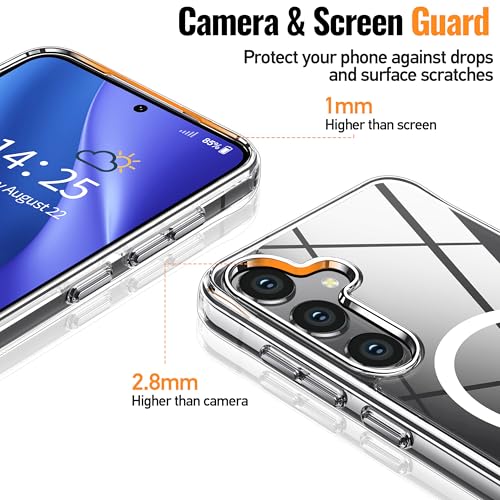Image of Oterkin Magnetic for Samsung Galaxy S25 Plus Case Clear [Compatible with MagSafe][Anti-Yellowing][Built-in 4 Airbags][Military Grade Protection][Shockproof Slim] S25 Plus Phone Case (Clear)