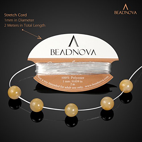 Image of BEADNOVA 8mm Natural Yellow Jade Gemstone Round Loose Beads for Jewelry Making (45-48pcs)