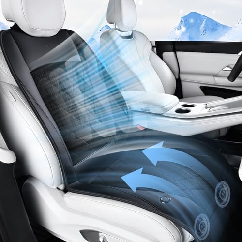 FLORICH Cooling Car Seat Cover Ventilated Seat Cushion Cooling Car Seat Pad for Summer Driving with 2 Powerful Turbo Fans Universal Fit for Car SUV Truck Van-Black