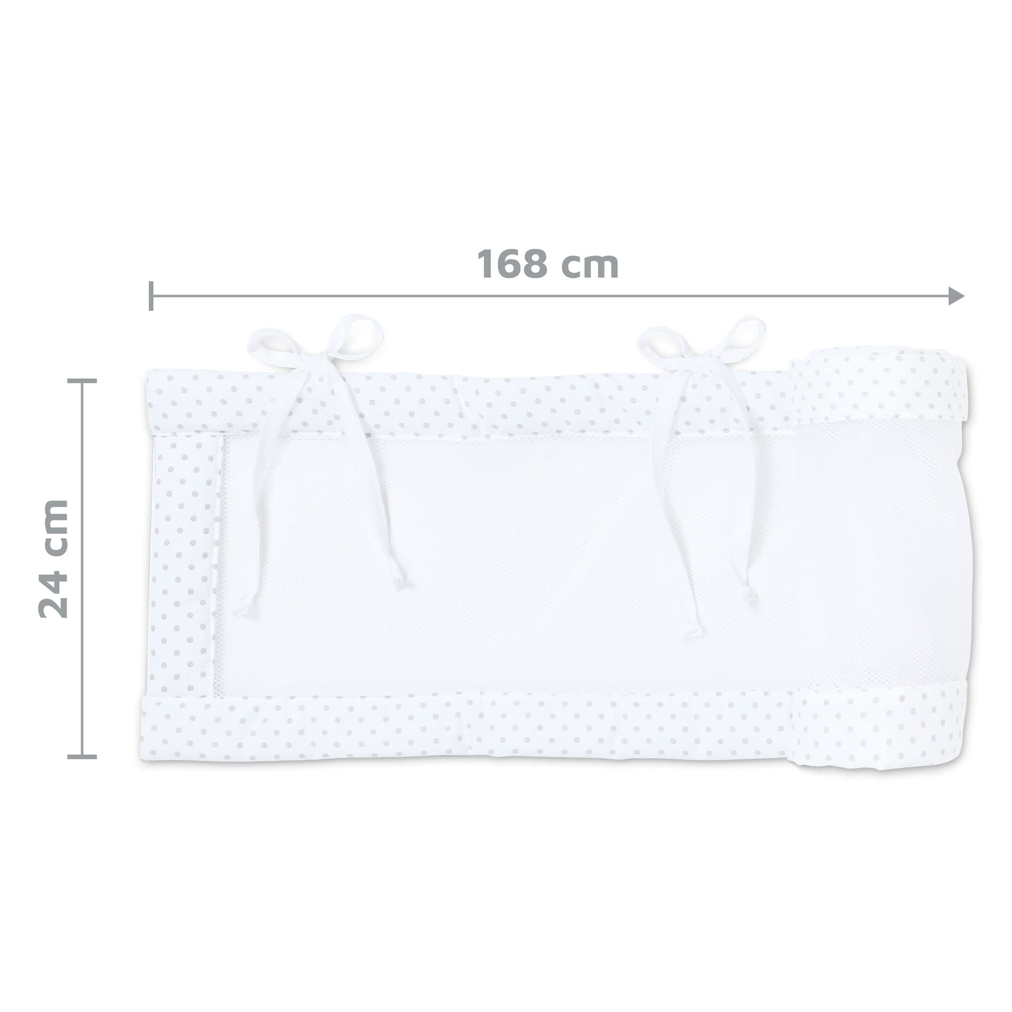 babybay Tour de Lit en Maille-Piqué Convient pour Modèle Maxi Boxspring Comfort/Comfort Plus Blanc avec Pois Gris Perle 1 Unité