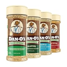 Dan-Os Cheesoning Block Seasoning Set, Small Bottles, 4 Pack, Includes Ranch Cheesoning, Red Pepper Cheesoning, Cheesoning, and Jalapeno Cheesoning Seasonings, Sugar Free, Zero Calorie, Use this Seasoning Kit in Pasta, Toppings or Sauce