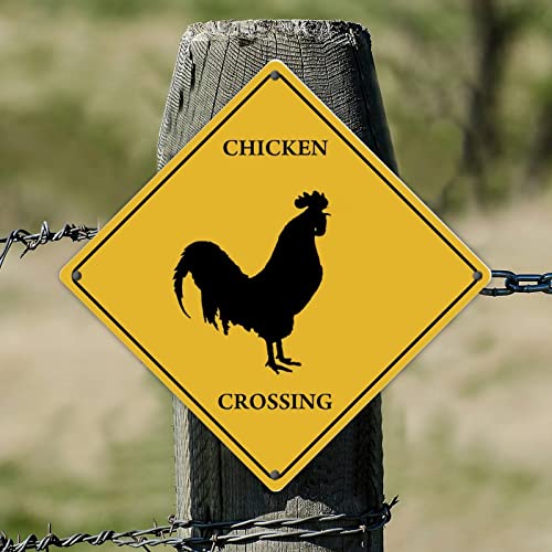 Targa in metallo con scritta "Chicken Crossing Warning "Shicken Crossing" in latta personalizzata da parete, decorazione per garage, cucina, bar, pub, club, caffetteria, casa, 30,5 x 30,5 cm