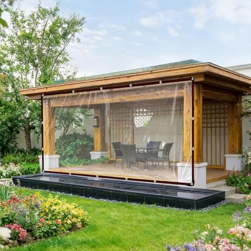 Tarpaulin sheet con eyelets impermeable transparente para exterior 2