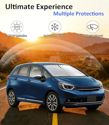 Image of Windshield Sun Shade for Honda Fit 2007-2024 | Car Front Window SunShade with 240T Sun Visor Protector Blocks UV Rays Heat Sun Shield Accessories