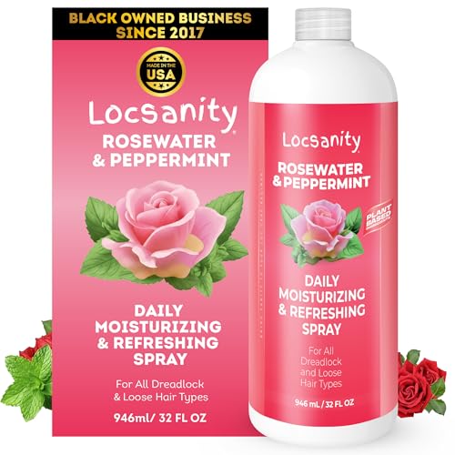 Image of Loc Spray - Locsanity Daily Moisturizing Rosewater & Peppermint Spray for Locs, Dreadlocks - Lightweight Frizz Control Hair & Scalp Moisturizer - Natural Loc Care (32 fl oz)