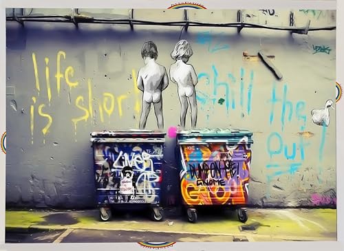 Banksy Life is Short tableau mural 60x40cm idéal pour illuminer une salle de jeux