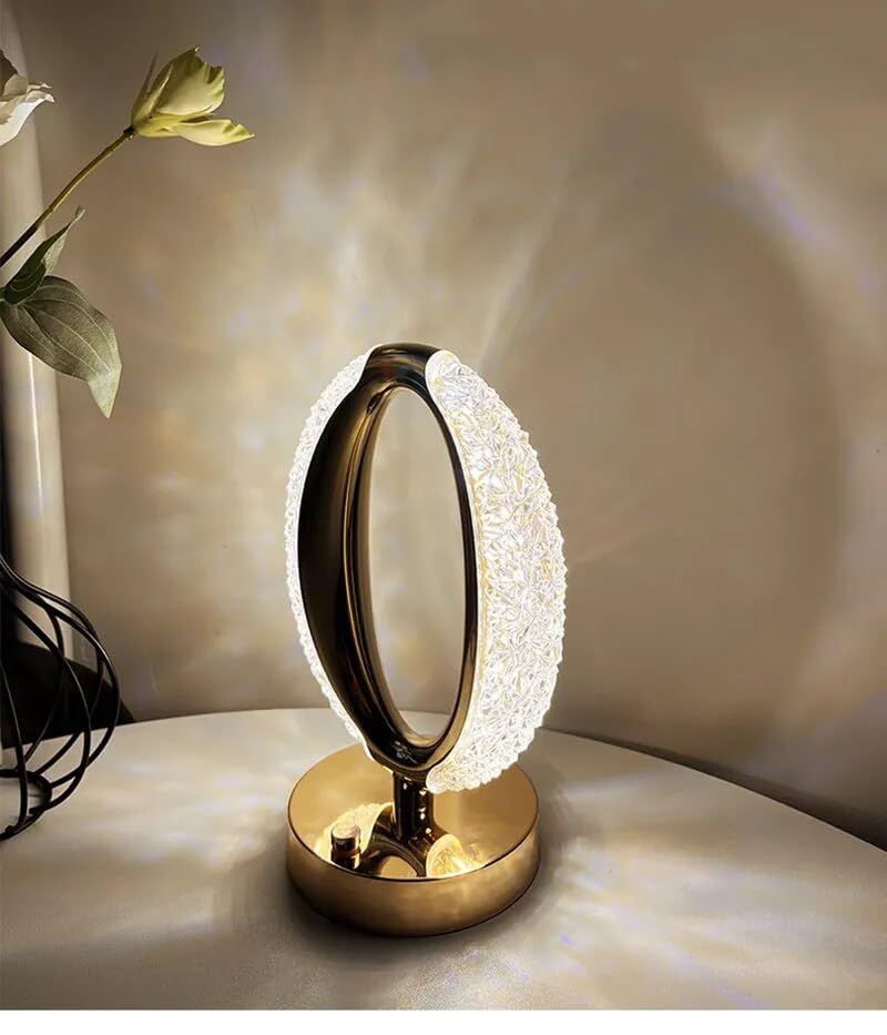 EUROXANTY-Lámpara LED de cristal con Sensor táctil, lámpara de mesita de noche para dormitorio, recargable por USB, lámpara de mesa de atmósfera, luz de escritorio acrílica de 3 colores