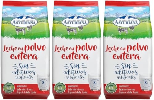 PACK 3 Unidades - Central Lechera Asturiana Leche en Polvo Entera 1 kg – 100% Natural – Sin Aditivos ni Conservantes – Equivale a 24 Litros de Leche
