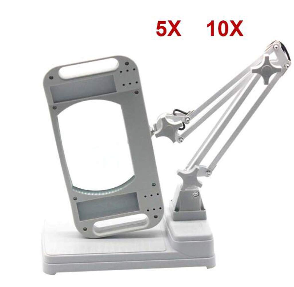 Lupa, Lupa de Escritorio LED 2 en 1 con Lente de 125 mm 5X 10X, luz Brillante, Herramienta de Aumento, Herramientas de reparación, Lupa, para Lectura, Manualidades, Trabajo, Reloj