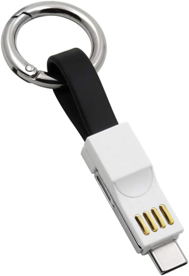 Lightning Cable Keychain Charger iPhone Android USB C 3 in