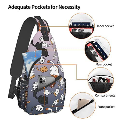 Cute Cartoon Cat Sling Bag Fashion Crossbody Chest Bag Backpack Shoulder Bag For Travel, Hiking, Cycling, Camping4