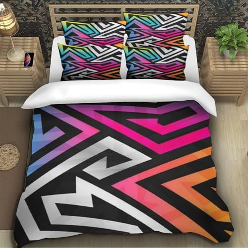 Housse de couette imprimé 3D super king 260x220 avec fermeture éclair