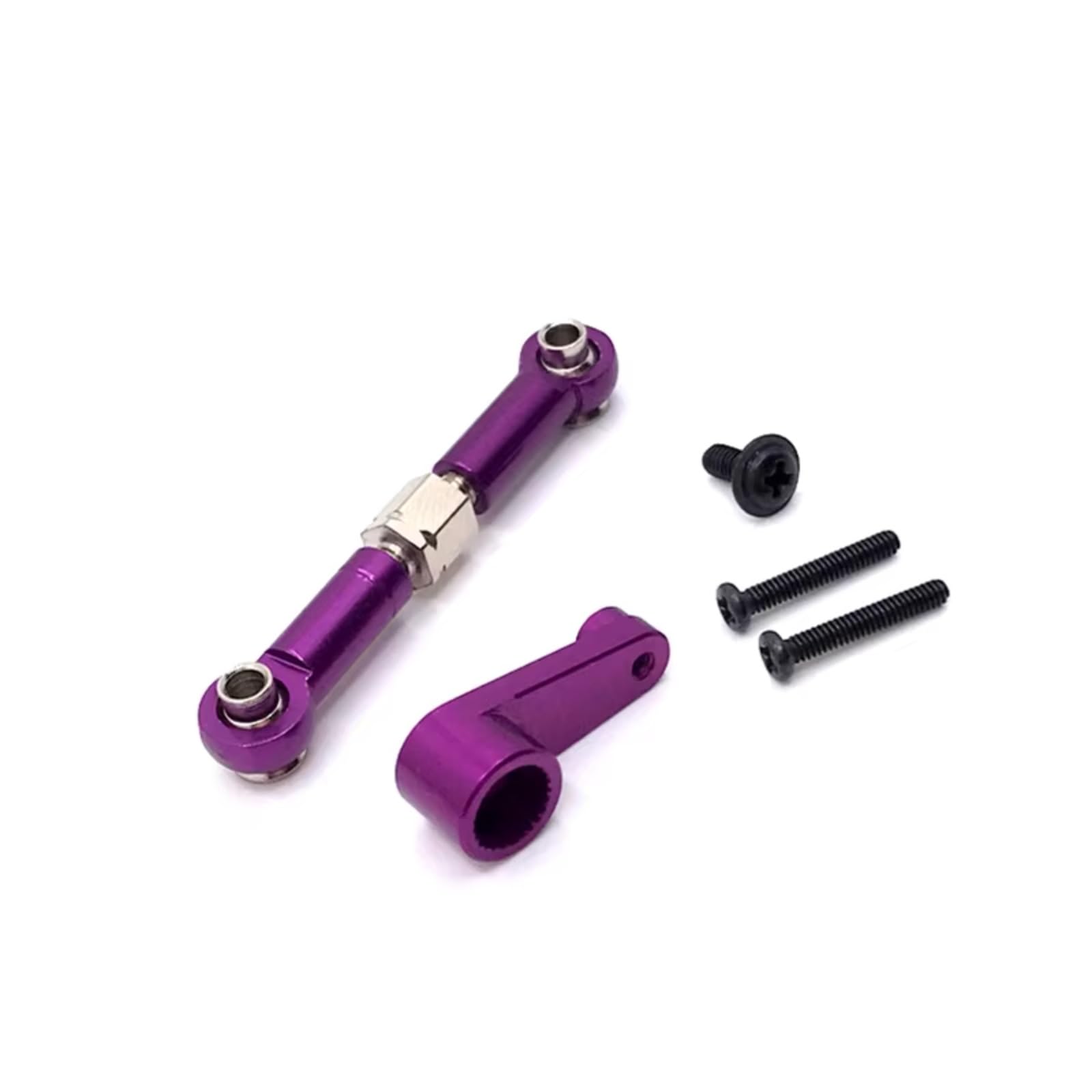 Rc Special Connecting Rod for WLtoys 144010 144001 144002 124016 127017 124018 124019 1/14 Metal Steering Rod 28T Servo Arm RC Car Parts Accessories Replacement Use(Purple)