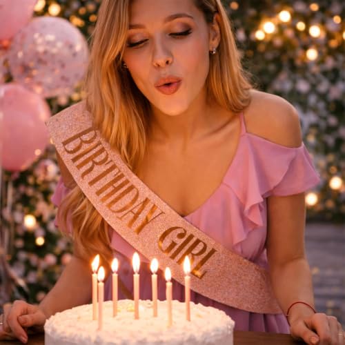 Image of Curated Cart Birthday Crown and Sash for Women Birthday Girl Sash & Rhinestone Tiara Set - Birthday Decorations Birthday Girl Crowns Tiaras for Women