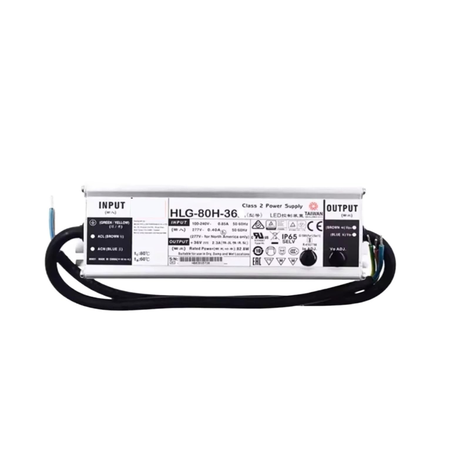 Pilote de courant constant HLG-80H-24B transformateur 24V pour ruban LED extérieur
