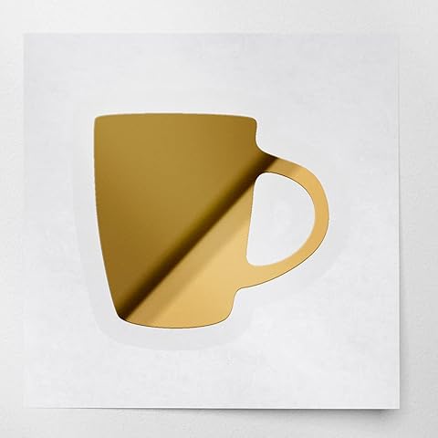 Decal Stickers of Coffee Cup (Metallic Gold) (Set of 2) Premium Waterproof Vinyl Decal Stickers for Laptop Phone Accessory Helmet Car Window Mug Tuber Cup Door Wall Decoration - ANDstice72674GO