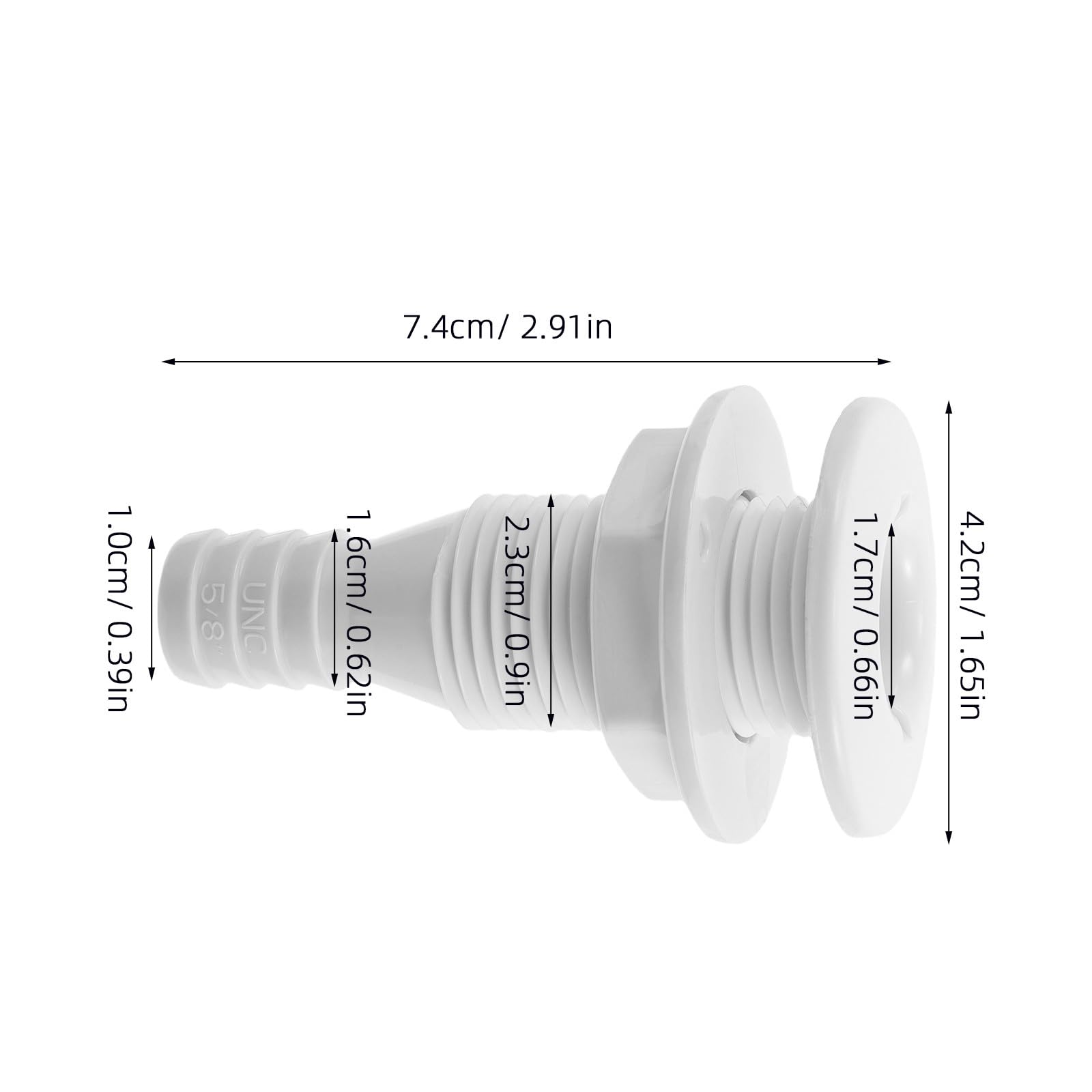 Alipis Salida de Drenaje de Plástico Marino 5/8 Pulgadas 16 MM para Barcos y Accesorio de Paso de Casco Resistente a Rayos UV y Agua Salada Ventilación de Sentina Marina