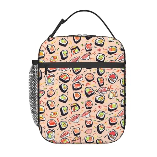 Plistiz Colorful Sushi Rolls Lunch Box for Women Men, Insulated Lunch Box, Reusable Lunch Bag for Office, Work, Picnic, Travel