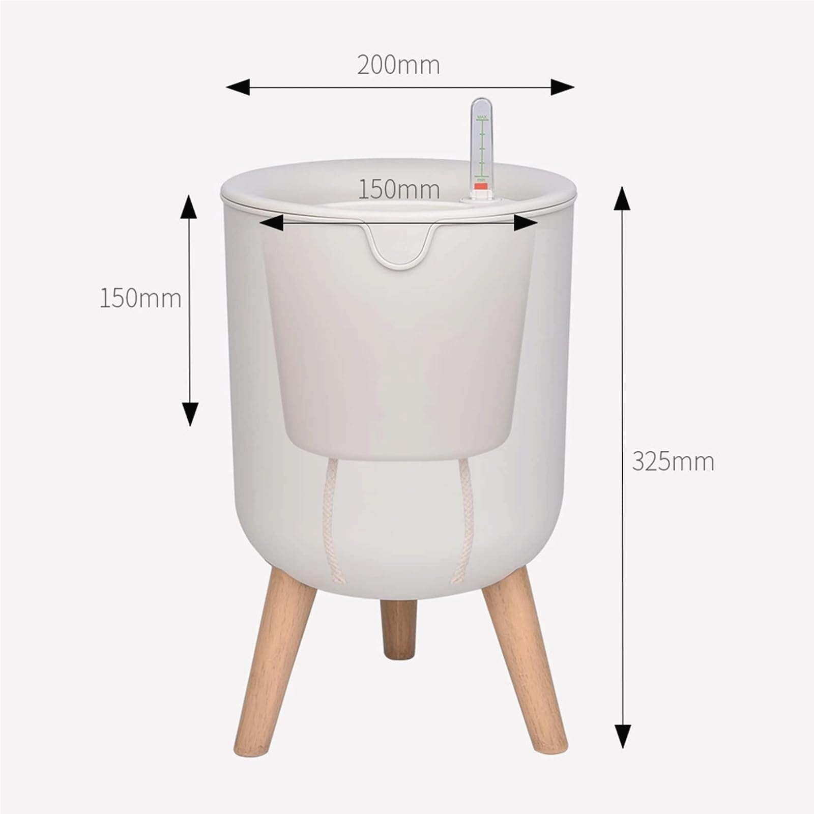Vasi per piante Vaso Da Fiori Autoirrigante 8" For Piante Interno Con Indicatore Di Irrigazione, Bianco Regali per gli amanti delle piante