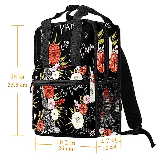 Sac à dos pour garçon réglable imprimé Paris multicolore 14x10.2x4.7in