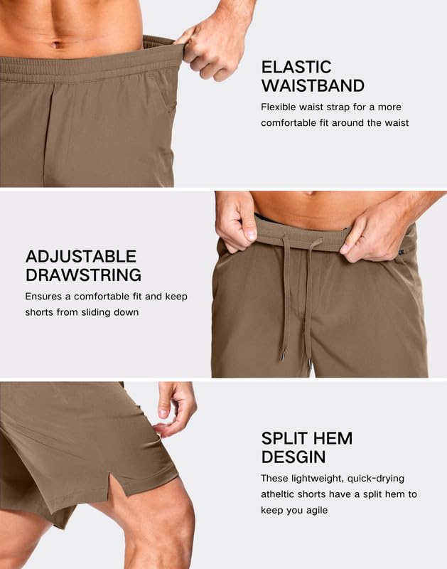 Image of GGJ Men's Lightweight Athletic Shorts with 2 Zipper Pockets 7 inch /9 inch /5 inch Gym Workout Running Quick Dry Tennis Shorts for Men