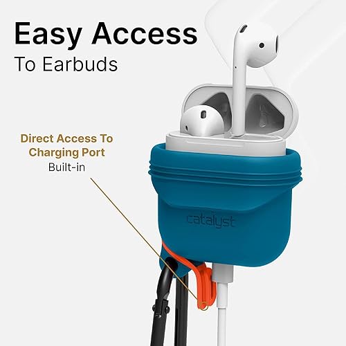 Miniatura 6 de Catalyst - Funda impermeable para Airpods de silicona, compatible con Apple Airpods 2 de carga inalámbrica, mosquetón, a prueba de golpes, sellado