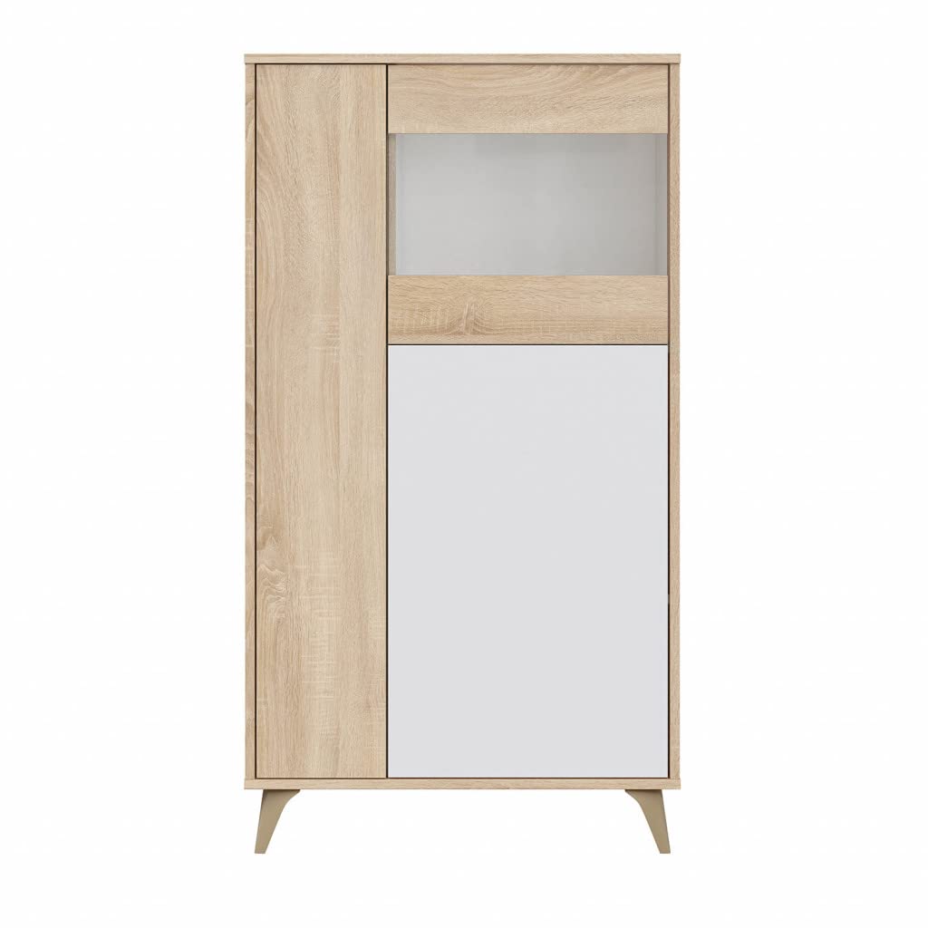 HOGAR24 ES Vitrina con 3 Puertas, Color Roble Canadian y Blanco artik