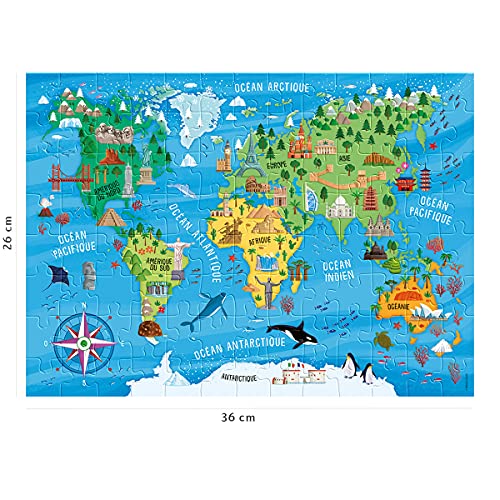 Puzzle 100 pièces : Carte du monde des monuments Ravensburger Nathan - vue 7