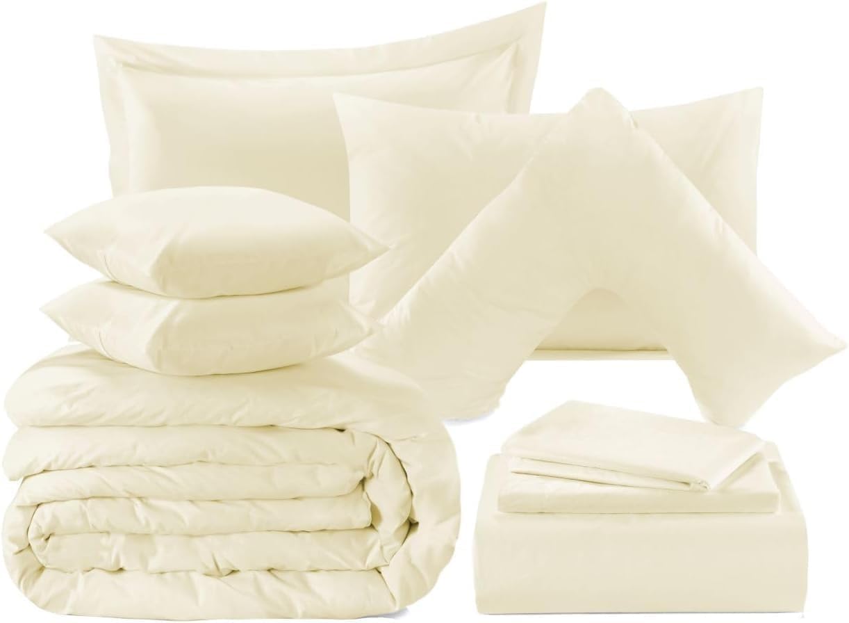 London Dream Cream Single FLAT Bed Sheet - Plain Dyed Poly Cotton Percale Quality Flat Sheets