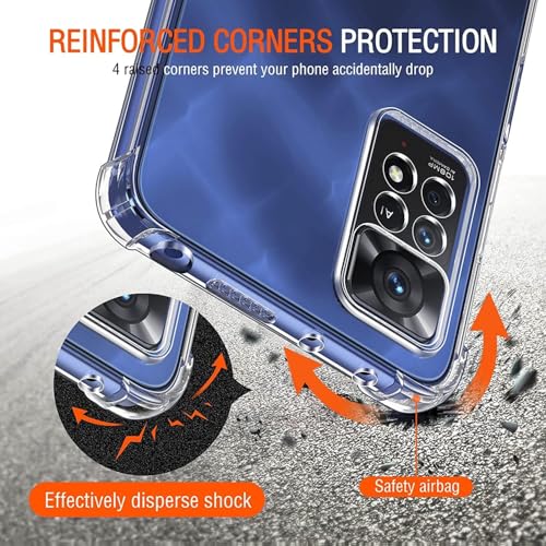 Image of Lustree Redmi Note 11 Pro / 11 Pro Plus + Back Cover Transparent Case | Clear TPU Shockproof Case with Four Corner Protection & Raised Camera Guard | Slim Protective Cover for Note 11 Pro /Plus